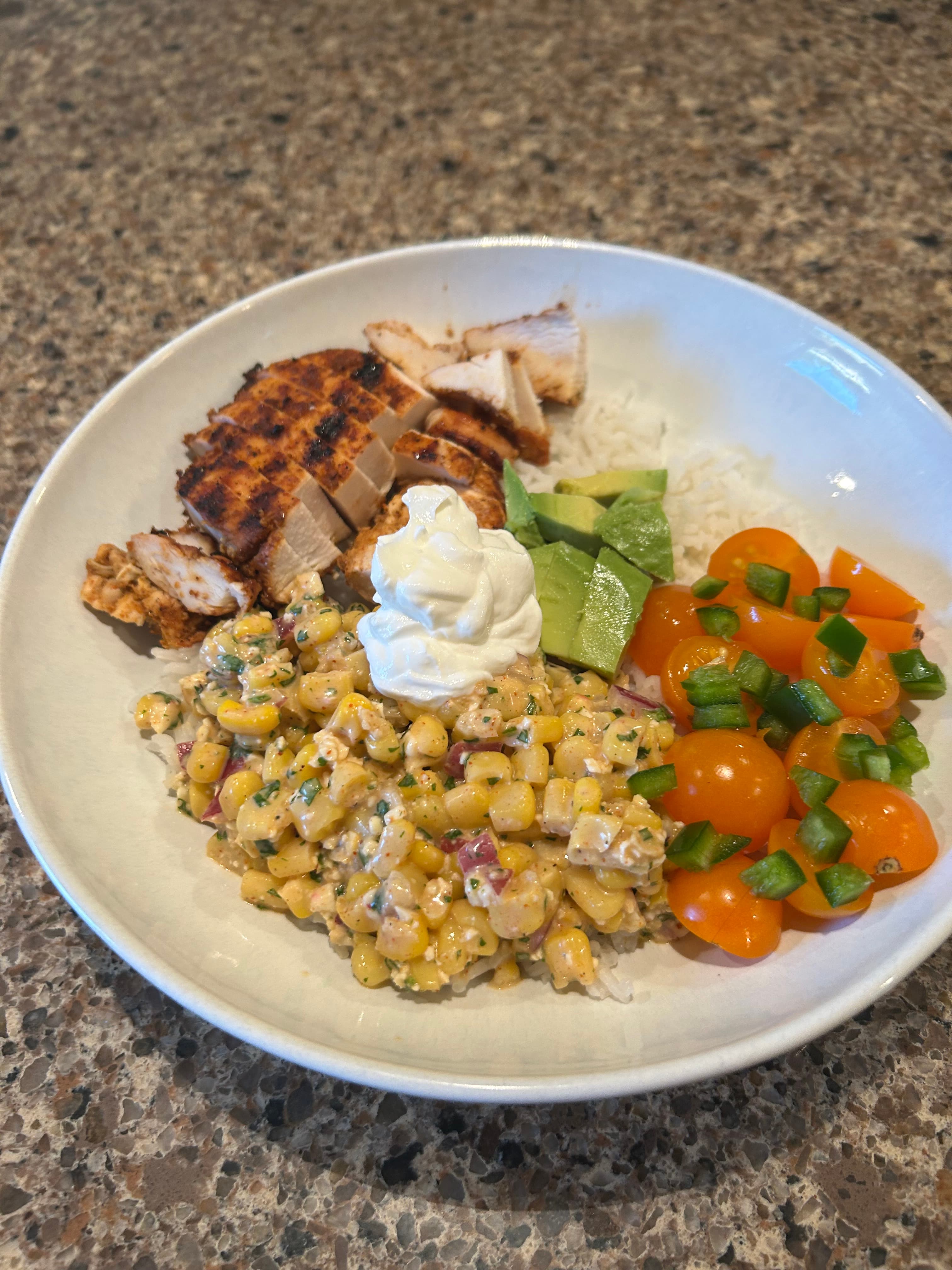 Street Corn Chicken Rice Bowls